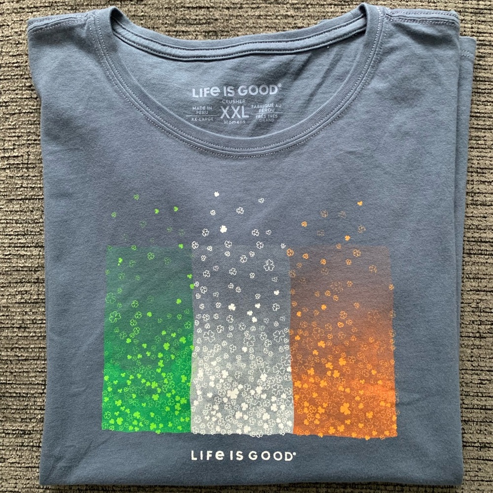 Life Is Good Crusher Irish Flag Tee SzXXL